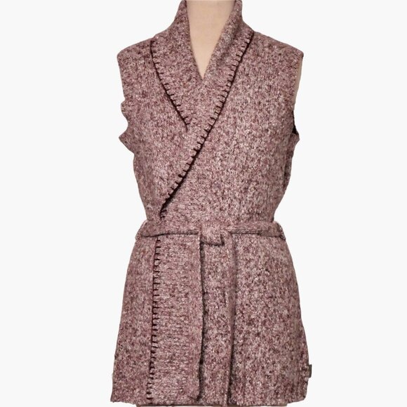 Woolrich Women's Hazelberry Heather Long Knit Belted Tunic Vest Size XL - Picture 1 of 10